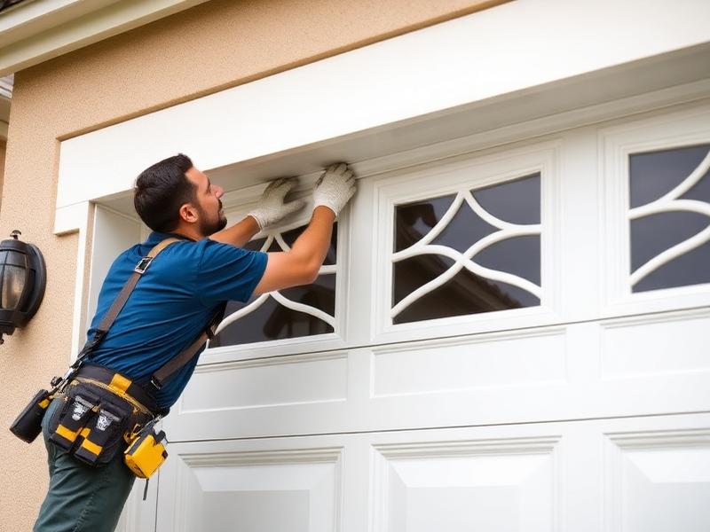 Certified installer mounting new garage door panel